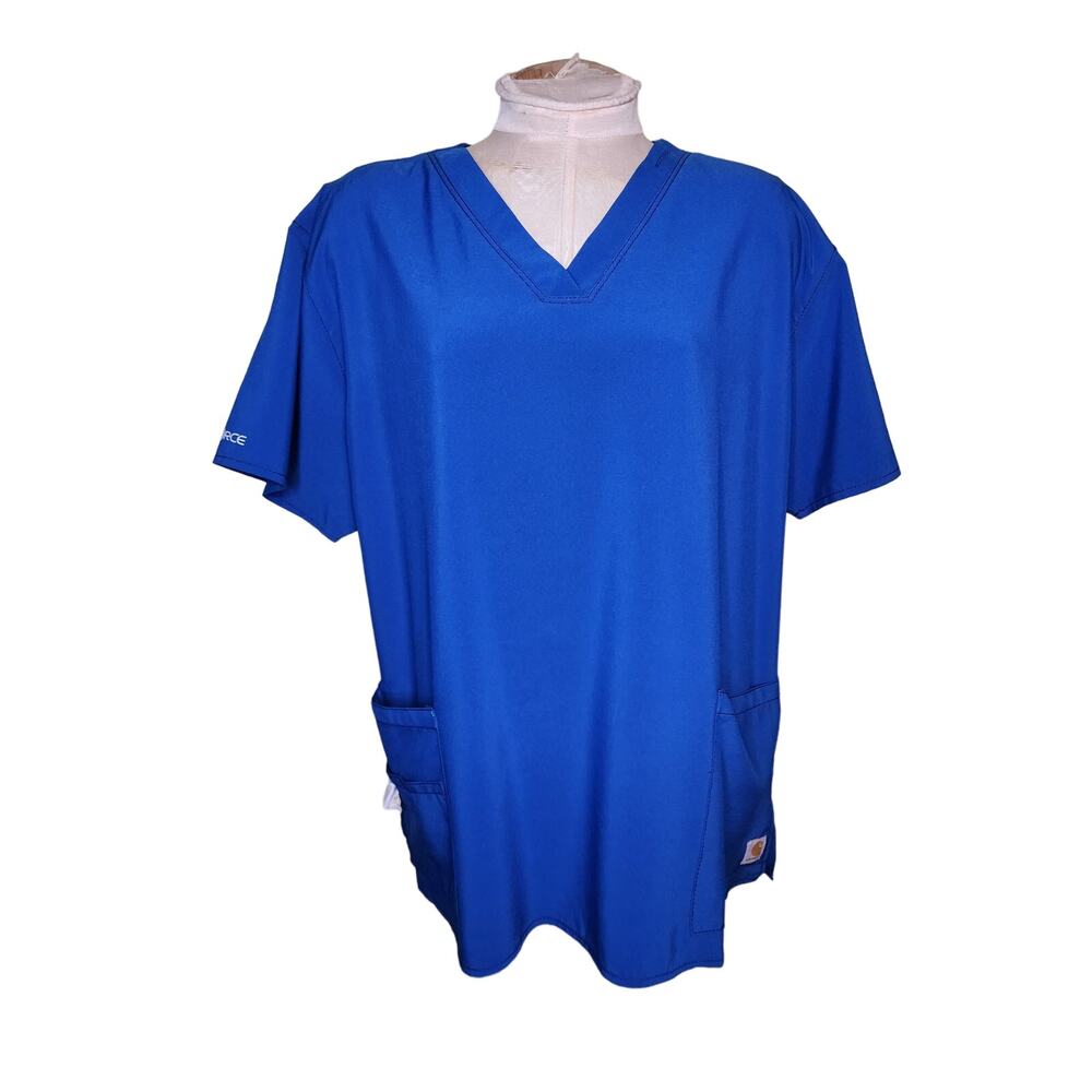 Carhartt Force Scrubs Top Modern Fit Blue Patch Logo Performance Size 2X NWOT